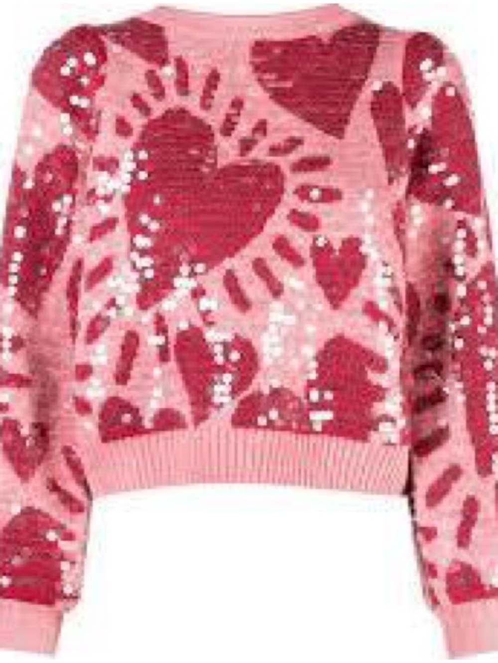 FARM Rio Pink Sequin Heart Crewneck Sweater - Picture 5 of 5
